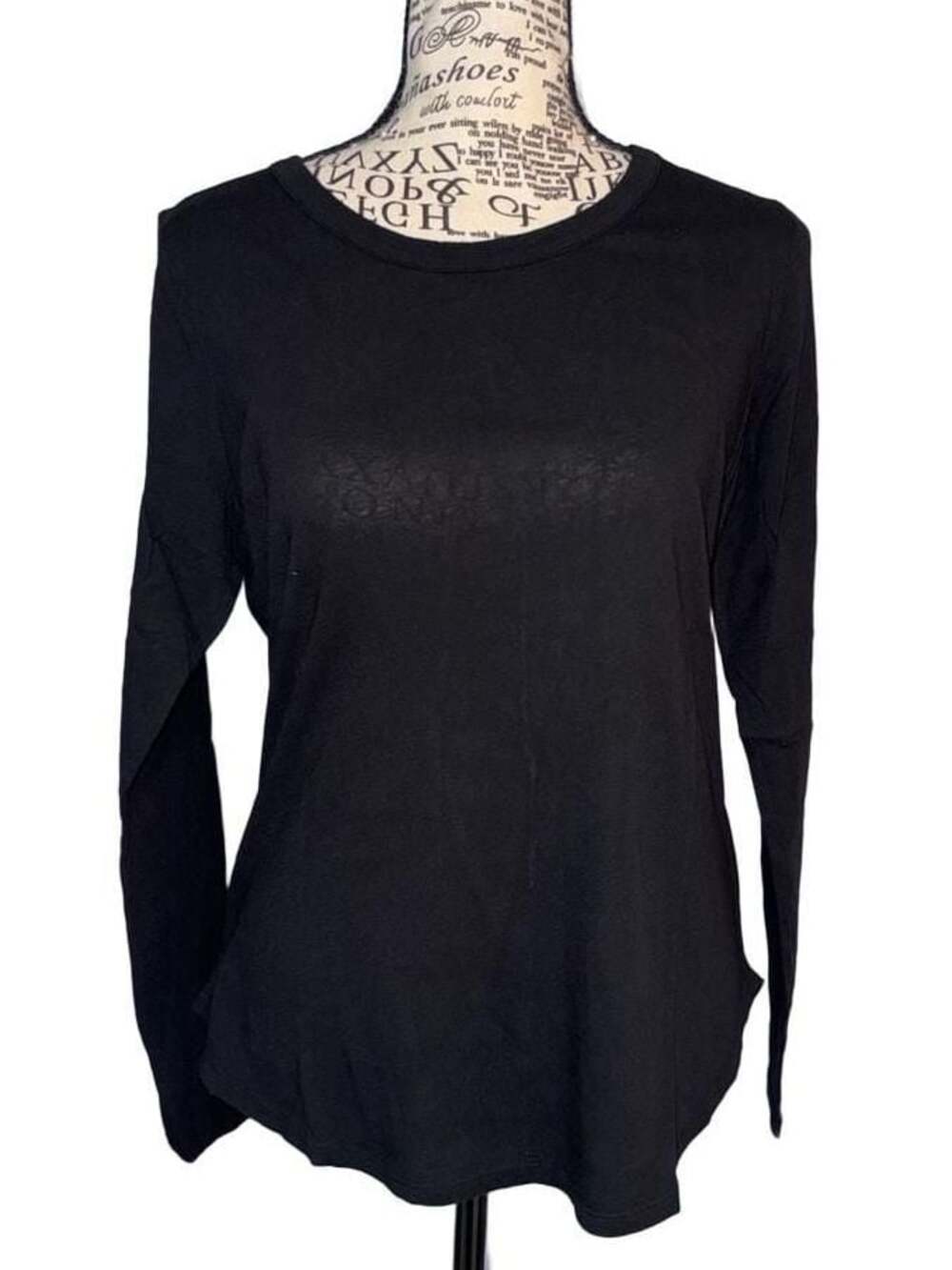 Chaser Women’s Small True Black Long Sleeve Tee Exposed Back Seam NWT